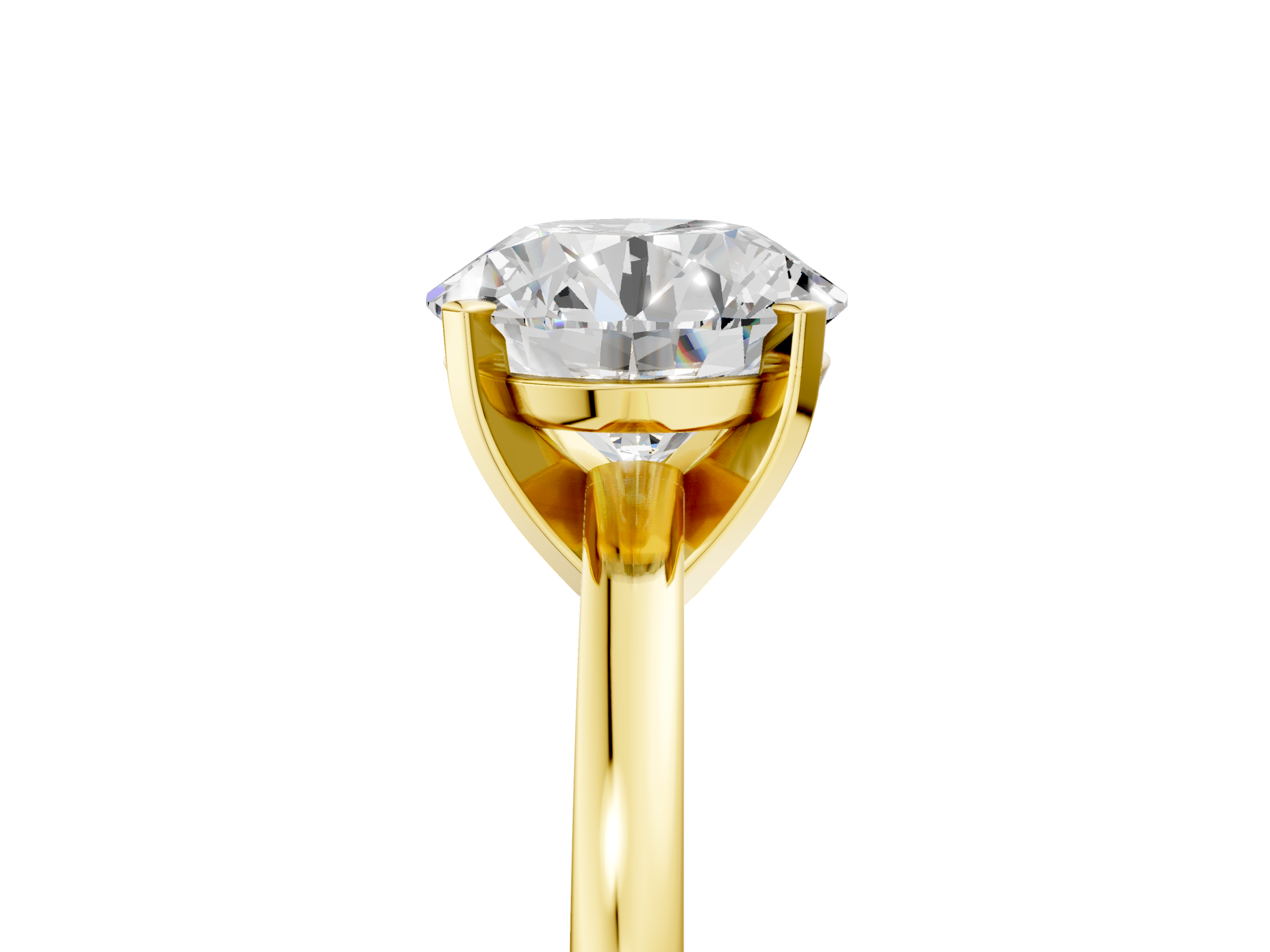 Yellow gold Round Solitaire Diamond Engagement Ring with Four-Prong Setting on a Classic Band_13