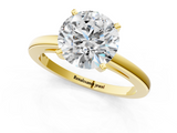 Yellow gold Round Solitaire Diamond Engagement Ring with Four-Prong Setting on a Classic Band_9