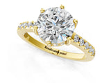 Yellow gold Round Solitaire Diamond Engagement Ring with Pavé Band and Six-Prong Setting_16