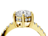 Yellow gold Round Solitaire Diamond Engagement Ring with Pavé Band and Six-Prong Setting_19
