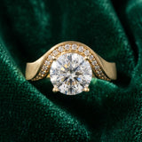 Yellow gold Round Solitaire Diamond Engagement Ring with Pave Band and Four-Prong Setting_31