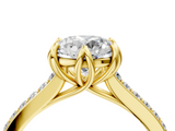 Yellow gold Round Solitaire Diamond Engagement Ring with Pave Band and Six-Prong Setting_52