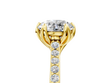 Yellow gold Round Solitaire Diamond Engagement Ring with Pave Band and Six-Prong Setting_53