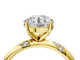 Yellow gold Round Solitaire Diamond Engagement Ring with Twisted Pave Band and Four-Prong Setting_11