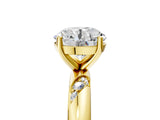 Yellow gold Round Solitaire Diamond Engagement Ring with Twisted Pave Band and Four-Prong Setting_12