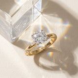Yellow gold Round Solitaire Diamond Engagement Ring with Twisted Pave Band and Four-Prong Setting_22