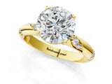 Yellow gold Round Solitaire Diamond Engagement Ring with Twisted Pave Band and Four-Prong Setting_8