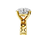Yellow gold Round Solitaire Diamond Engagement Ring with XO Engraved Band and Four-Prong Setting 5