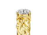 Yellow gold Round Solitaire Diamond Leaf Vine Band with Prong Setting_58