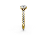 10K Yellow Gold 3.04 Carat D VVS1 Round Solitaire Diamond Pavé Band with Four-Prong Setting