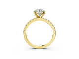 10K Yellow Gold 3.04 Carat D VVS1 Round Solitaire Diamond Pavé Band with Four-Prong Setting