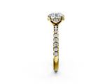 10K Yellow Gold 3.04 Carat D VVS1 Round Solitaire Diamond Pavé Band with Four-Prong Setting
