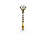 14K Yellow Gold 4.03 Carat F VS1 Round Solitaire Diamond Pavé Band with Four-Prong Setting