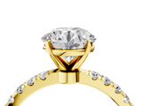 Yellow gold Round Solitaire Diamond Pavé Band with Four-Prong Setting_33