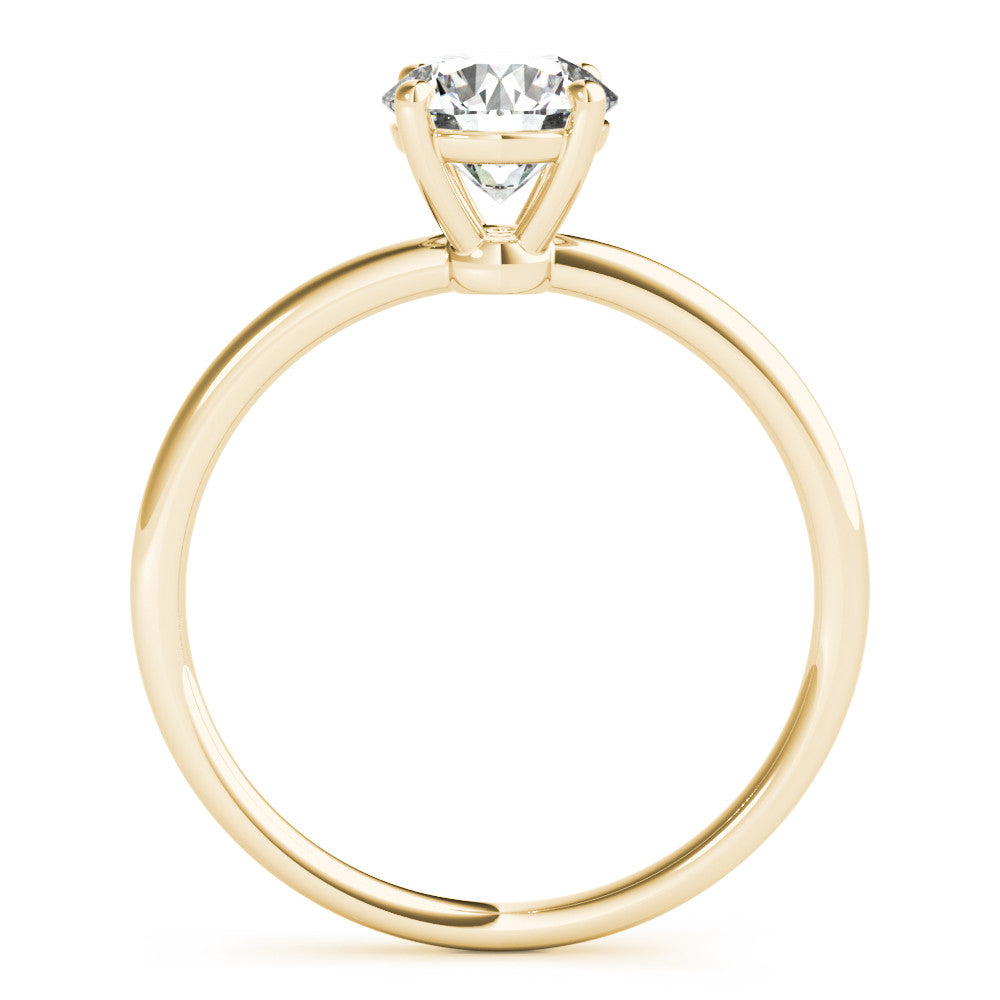 Yellow gold Round Solitaire Diamond Ring with 4-Prong Setting on a Classic Band 2