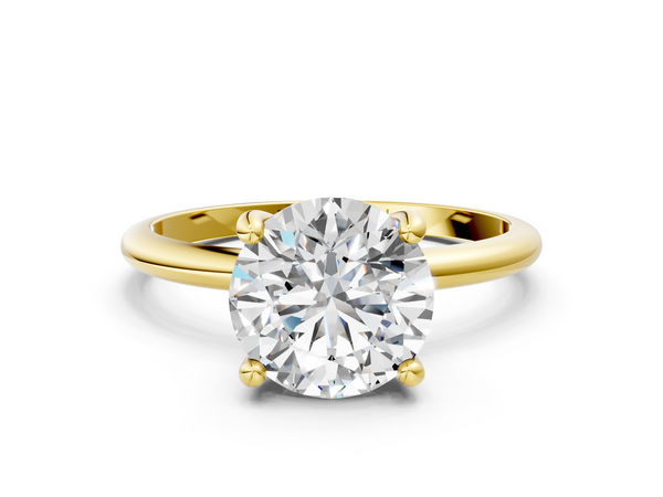 14K Yellow Gold 0.68 Carat D VVS2 Round Solitaire Diamond Ring with 4-Prong Setting on a Classic Band