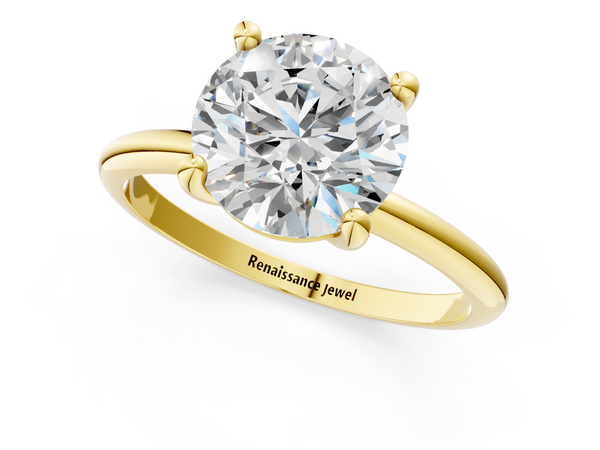14K Yellow Gold 0.68 Carat D VVS2 Round Solitaire Diamond Ring with 4-Prong Setting on a Classic Band