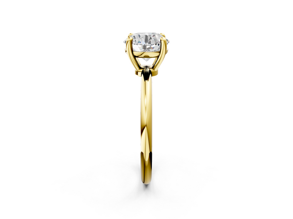 14K Yellow Gold 0.68 Carat D VVS2 Round Solitaire Diamond Ring with 4-Prong Setting on a Classic Band