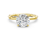 Yellow gold Round Solitaire Diamond Ring with Bamboo Band and Four-Prong Setting_28