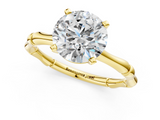 Yellow gold Round Solitaire Diamond Ring with Bamboo Band and Four-Prong Setting_29