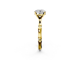 Yellow gold Round Solitaire Diamond Ring with Bamboo Band and Four-Prong Setting_30