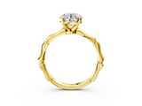 Yellow gold Round Solitaire Diamond Ring with Bamboo Band and Four-Prong Setting_31