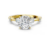 Yellow gold Round Solitaire Diamond Ring with Bezel Set Side Stones and Prong Setting_26