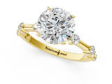 Yellow gold Round Solitaire Diamond Ring with Bezel Set Side Stones and Prong Setting_27