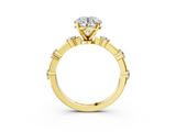 Yellow gold Round Solitaire Diamond Ring with Bezel Set Side Stones and Prong Setting_29