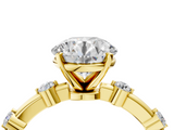 Yellow gold Round Solitaire Diamond Ring with Bezel Set Side Stones and Prong Setting_30
