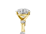 Yellow gold Round Solitaire Diamond Ring with Bezel Set Side Stones and Prong Setting_31