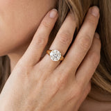 Yellow gold Round Solitaire Diamond Ring with Cathedral Band and Four-Prong Setting_14