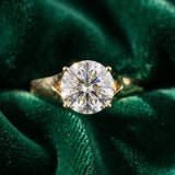 Yellow gold Round Solitaire Diamond Ring with Cathedral Band and Four-Prong Setting_15