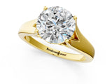 Yellow gold Round Solitaire Diamond Ring with Cathedral Band and Four-Prong Setting_81