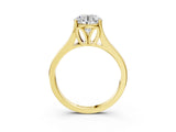 Yellow gold Round Solitaire Diamond Ring with Cathedral Band and Four-Prong Setting_83