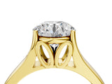Yellow gold Round Solitaire Diamond Ring with Cathedral Band and Four-Prong Setting_84