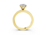 Yellow gold Round Solitaire Diamond Ring with Channel-Set Baguette Band and Four-Prong Setting_83