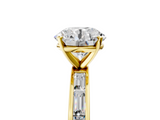 Yellow gold Round Solitaire Diamond Ring with Channel-Set Baguette Band and Four-Prong Setting_85