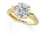 Yellow gold Round Solitaire Diamond Ring with Channel Set Band and Bezel Prong Setting_60