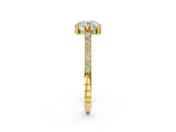 Yellow gold Round Solitaire Diamond Ring with Channel Set Band and Bezel Prong Setting_61