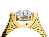 Yellow gold Round Solitaire Diamond Ring with Channel Set Band and Bezel Prong Setting_63