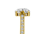 Yellow gold Round Solitaire Diamond Ring with Channel Set Band and Bezel Prong Setting_64