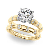 Yellow gold Round Solitaire Diamond Ring with Channel Set Band and Four-Prong Setting 1