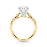 Yellow gold Round Solitaire Diamond Ring with Channel Set Band and Four-Prong Setting 2