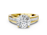 Yellow gold Round Solitaire Diamond Ring with Channel-Set Band and Four-Prong Setting_5