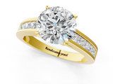 Yellow gold Round Solitaire Diamond Ring with Channel-Set Band and Four-Prong Setting_6
