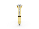 Yellow gold Round Solitaire Diamond Ring with Channel-Set Band and Four-Prong Setting_7