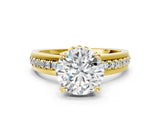 Yellow gold Round Solitaire Diamond Ring with Channel Set Band and Six-Prong Setting_51