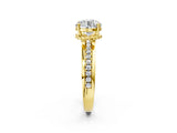 Yellow gold Round Solitaire Diamond Ring with Channel Set Band and Six-Prong Setting_53