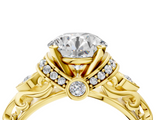 Yellow gold Round Solitaire Diamond Ring with Filigree Band and Four-Prong Setting_52